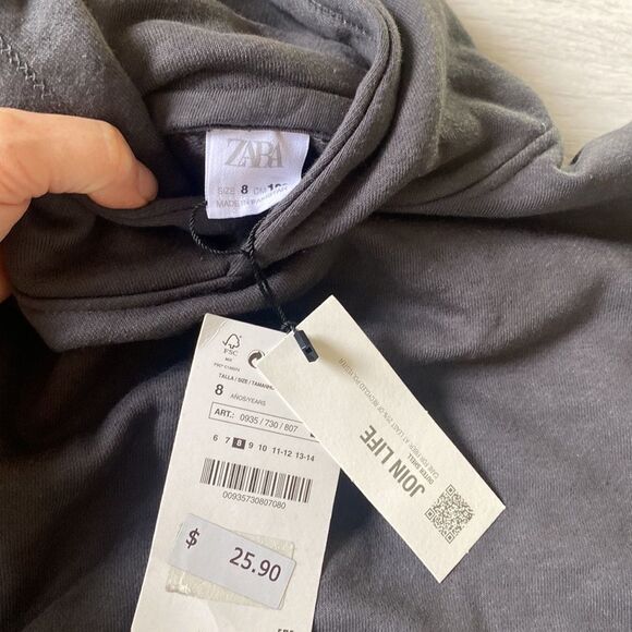 ZARA OVERSIZED‎ HOODIE GREY size 8 kids NWT - Picture 4 of 7